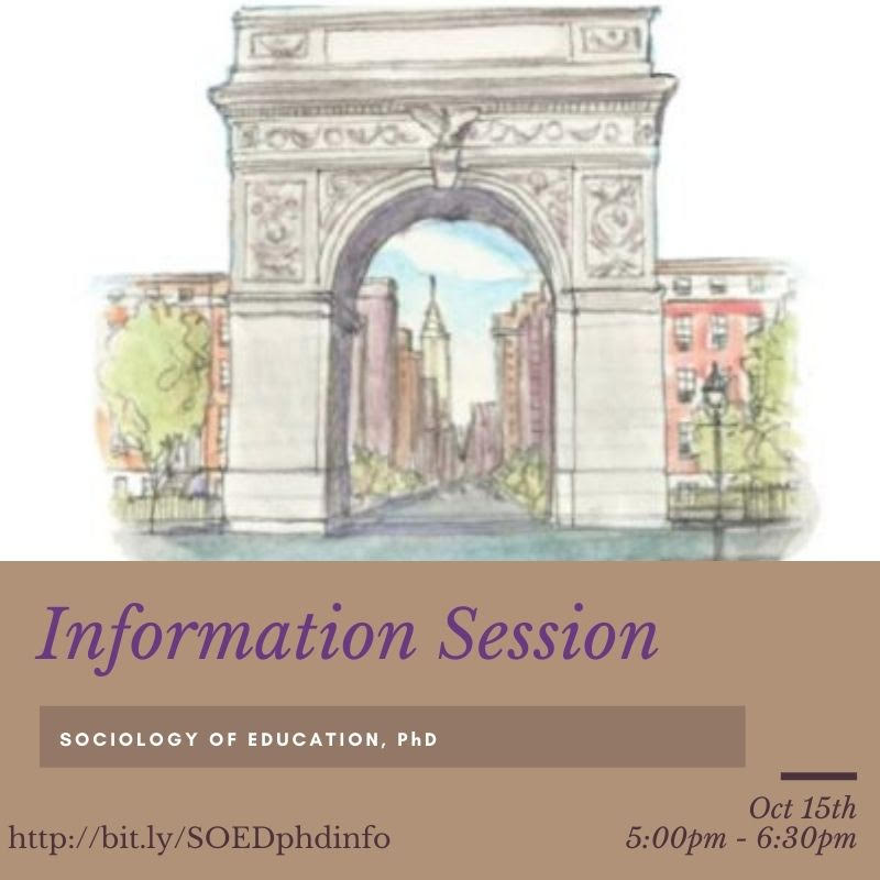 NYU_ASH's tweet photo. Please join our Open House for the Sociology of Education's PhD program on October 15th, 5:00pm-6:30pm EST.  Register here https://t.co/2vCxlsLmo1 @LisaStulberg @DumiLM #nyuASH https://t.co/gZvK5DaWO2