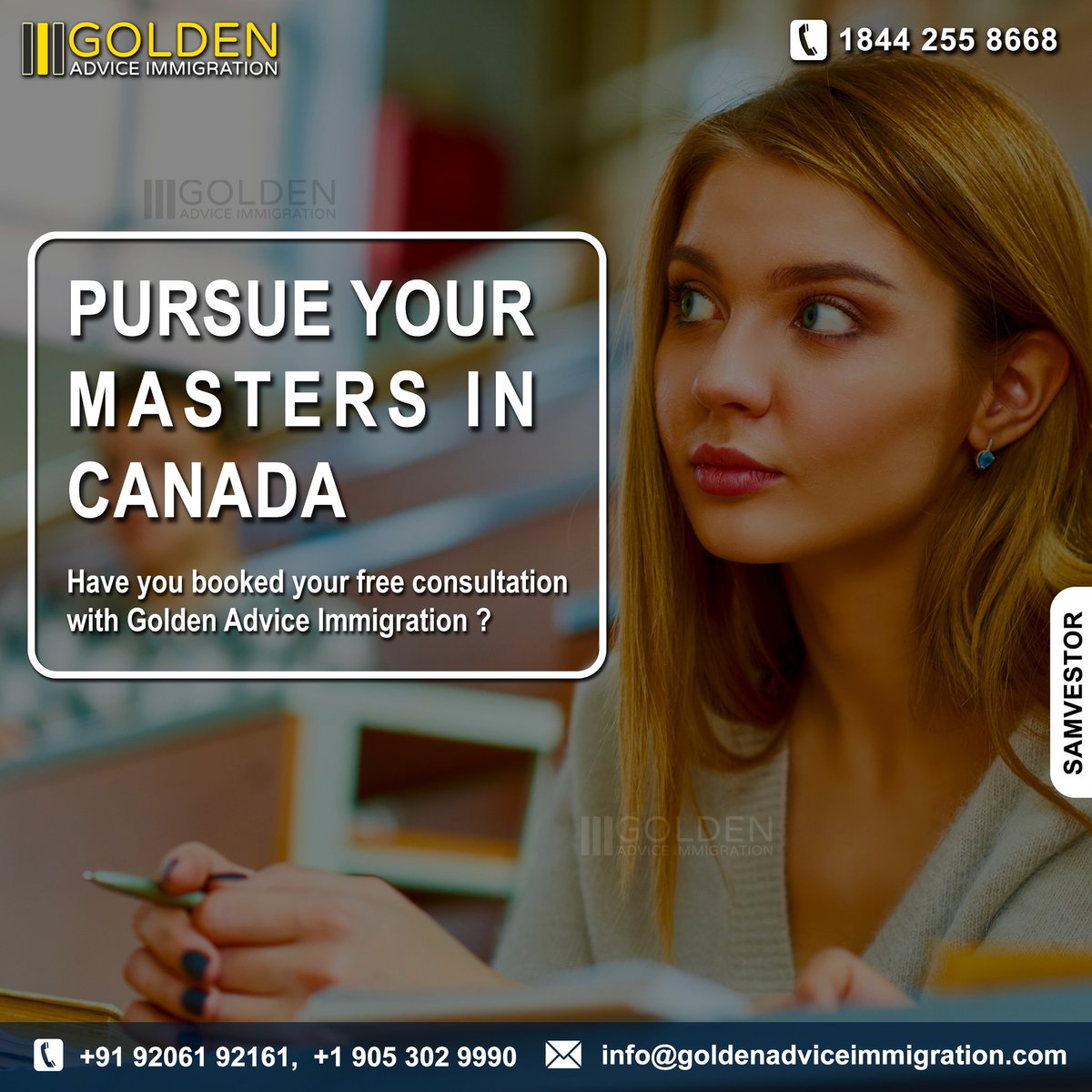 GoldenAdviceInc's tweet photo. Want to study in #CANADA?

#CanadaStudyVisa: Seats available for Jan 2021 intake

Do not miss the deadlines this time so to register visit https://t.co/ZV0IYpwG7I

98% Approval Rate

Call us 92061 92161

#Studentvisa #StudyinCanada #Visa #StudyVisa #CanadaStudentVisa https://t.co/cFTfbJO7ZK