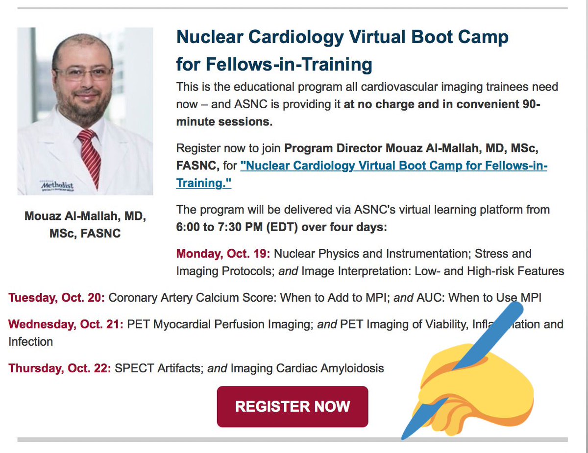 📢For all #ACCFIT planning to give the #CVNuc boards 🔜 this is a can’t miss 🧨

🚩4 convenient 90 min sessions

🚩Oct 19th - 22nd👉🏻6-7:30 pm ET

🆓 registration for FIT: 
bit.ly/30zYElT

#AHAFIT #ThinkPET #CardioTwitter #ACCWIC #CVImaging
