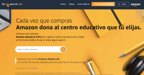 💜 ¿Quieres colaborar con el cole sin que te cueste nada? 💜 Nos unimos a la Campaña de Amazon  #unclickparaelcole. <a href="/Amazon/">Amazon</a> donará el 2,5% de tus compras para que este curso pueda utilizar el crédito virtual acumulado para adquirir los productos necesarios para el colegio.