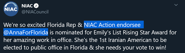 THREAD1)Americans should know about  #Iran’s infiltration into U.S. politics. @AnnaForFlorida has ties with Iran’s lobby groups  @paaia &  @NIACouncil, is known to push Iran’s talking points & pursue Tehran’s interests in the U.S.America & Florida, please take this seriously.