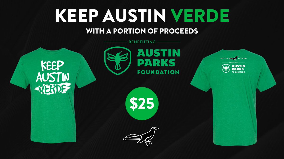 AustinAnthem's tweet photo. Keep Austin Verde.
Austin has always been a city of verde parks. Now, it's also a city of verde soccer.
Join us in keeping it this way with this new shirt benefitting @austinparksfdn.
#KeepAustinVerde #AustinFC
https://t.co/33XuU8QXMT https://t.co/Sdml6JYd5T