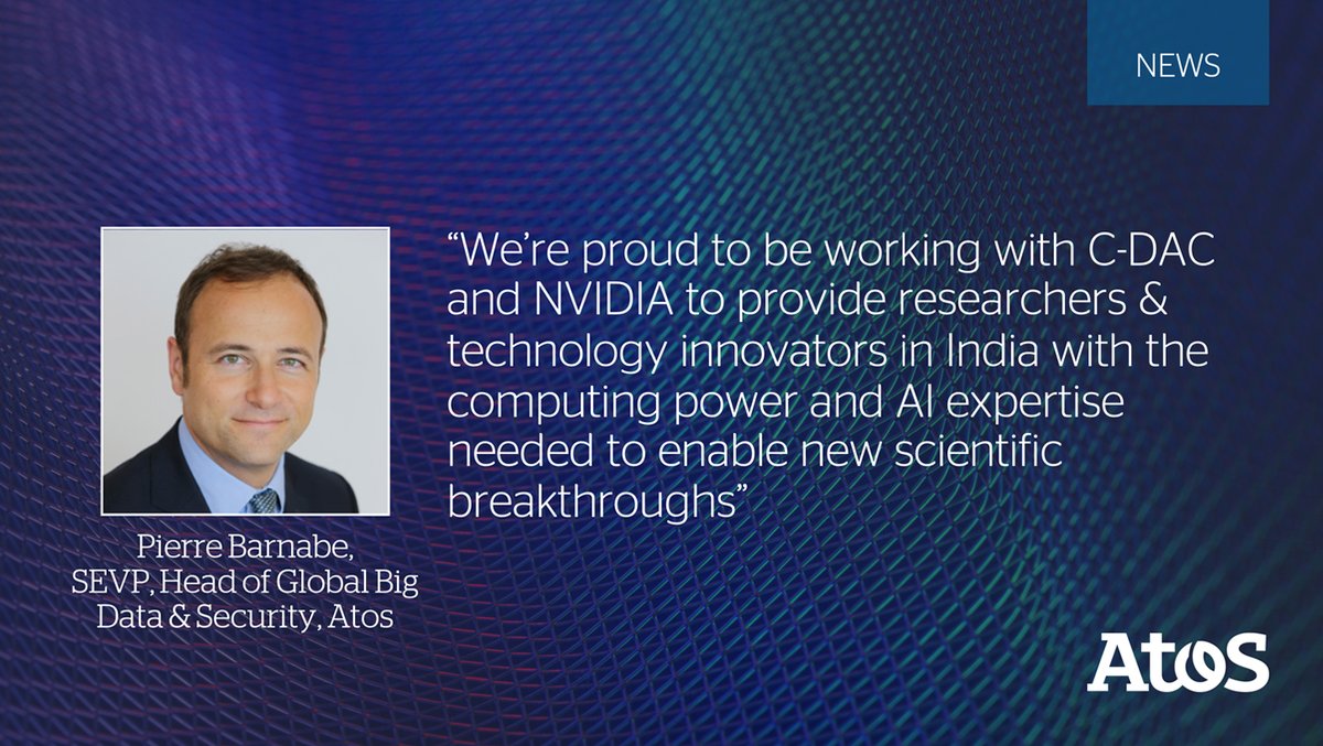 Atos (@atos) on Twitter photo Great news from India! 🇮🇳
India’s fastest HPC AI large scale infrastructure, PARAM Siddhi-AI commissioned by <a href="/cdacindia/">C-DAC India</a>, to be delivered by Atos based on the NVIDIA DGX A100. Great news from India! 🇮🇳
India’s fastest HPC AI large scale infrastructure, PARAM Siddhi-AI commissioned by <a href="/cdacindia/">C-DAC India</a>, to be delivered by Atos based on the NVIDIA DGX A100.