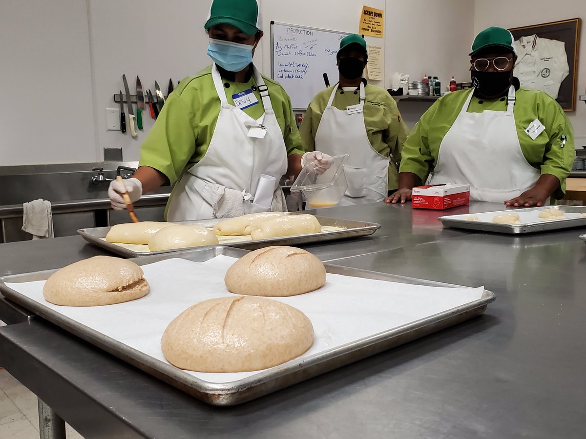 The Community Culinary School of Charlotte students are working hard to improve their skills! Student-made treats are now on sale in our bakery case! We're serving take-out lunch M-F 10:30 am - 2 pm! Come by today! 9315-D Monroe Road!