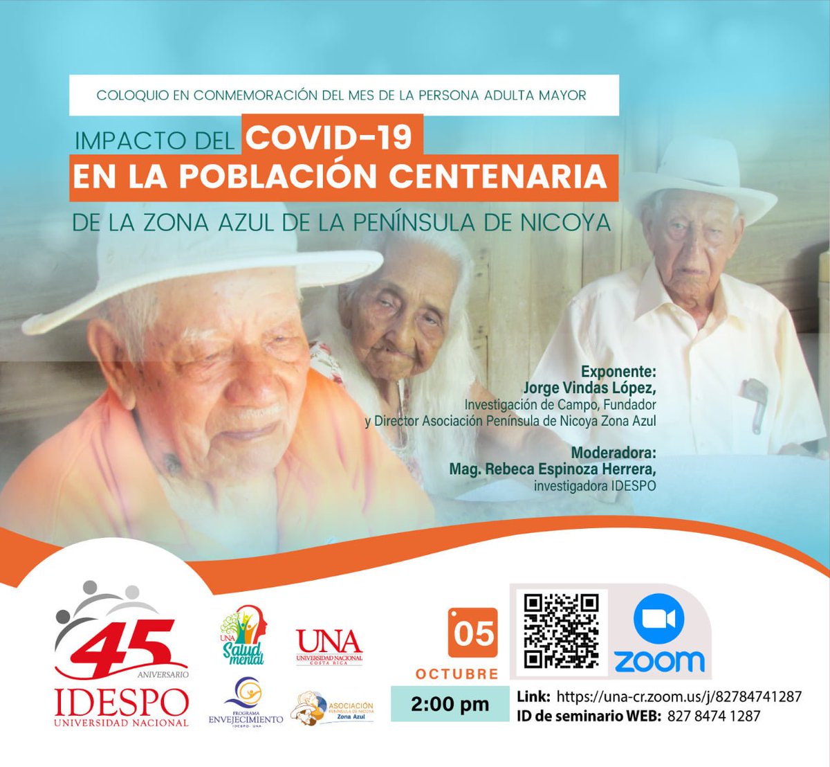 comunidadUNACR's tweet photo. En este Mes de la persona Adulta Mayor, el Programa Envejecimiento del #Idespo #UNACR, invita a un coloquio sobre el impacto del #COVID19 en esta población, en la zona de Nicoya.
🗓️Lunes 5 de octubre
⏲️2 p.m.
🔗https: //una-cr.zoom.us/j/82784741287
ID: 827 8474 1287 https://t.co/Bb7pYommXj