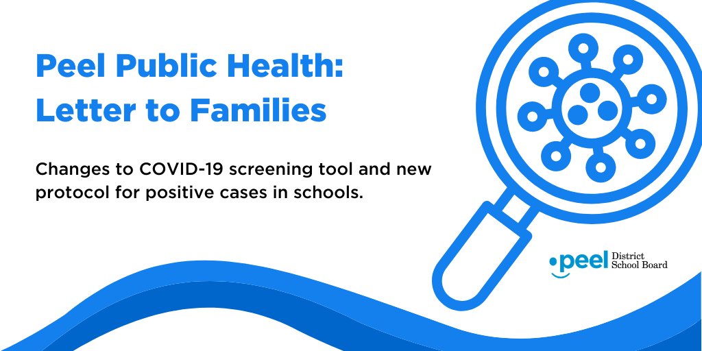 Peel District School Board (@peelschools) on Twitter photo To help further reduce the spread of COVID-19 in our school communities, Peel Public Health has issued a letter with important changes to COVID-19 screening and changes to how positive cases in schools will be handled.
MORE: peelschools.org/media/newsrele… To help further reduce the spread of COVID-19 in our school communities, Peel Public Health has issued a letter with important changes to COVID-19 screening and changes to how positive cases in schools will be handled.
MORE: peelschools.org/media/newsrele…
