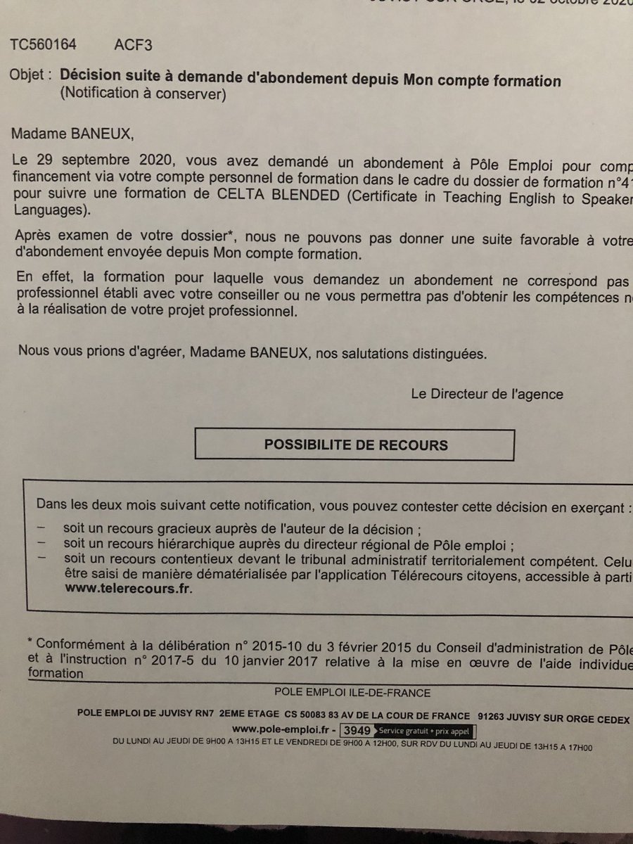 Les #guidesconferenciers en cdd n’ont pas seulement aucune aide du gouvernement, mais Pôle Emploi refuse de financer une formation de reconversion! Sans espoir pour les #femmesprecaires ! ⁦<a href="/JBasseres/">ibeh jonathan</a>⁩ ⁦<a href="/Elisabeth_Borne/">Élisabeth BORNE</a>⁩ ⁦@Simonnet2⁩ ⁦⁦<a href="/Francois_Ruffin/">François Ruffin</a>⁩