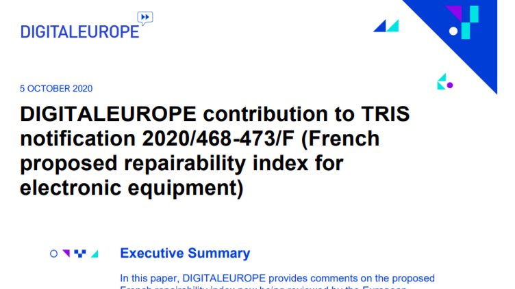 🗣️ @DIGITALEUROPE's comments on the French repairability scoring scheme 🌱👩‍💻💻🇫🇷

🔗digitaleurope.org/resources/digi…

🔹Support the objective but important to avoid a patchwork of differing schemes. Better at 🇪🇺-level.

#NewConsumerAgenda #CircularEconomyActionPlan