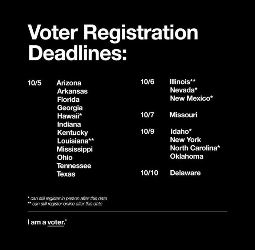 ByKellyCohen's tweet image. ❗️VOTER
❗️REGISTRATION 
❗️DEADLINES