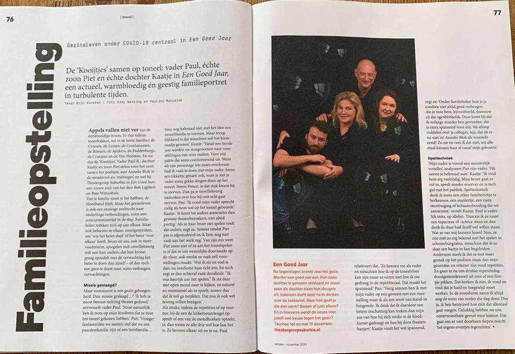 Van je familie moet je het hebben! Mooi interview met de 'Kooijtjes' in Theatermagazine @scenesnl. Theatertournee vanaf 8/10/20. Premiere 10/10/20! #eengoedjaar #premiere #theatertournee #suburbia