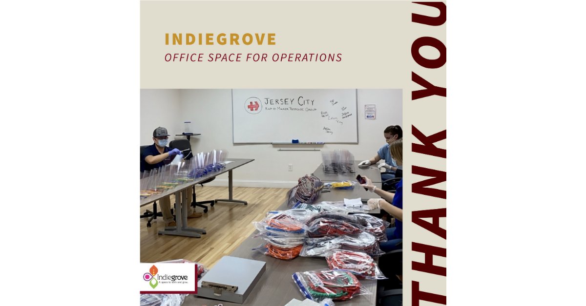 jcrmrg's tweet photo. We want to give a huge thank you to @Indiegrove for donating access to their co-working space for our volunteers to assemble face shields together, safely. https://t.co/BE2lqnz5GK