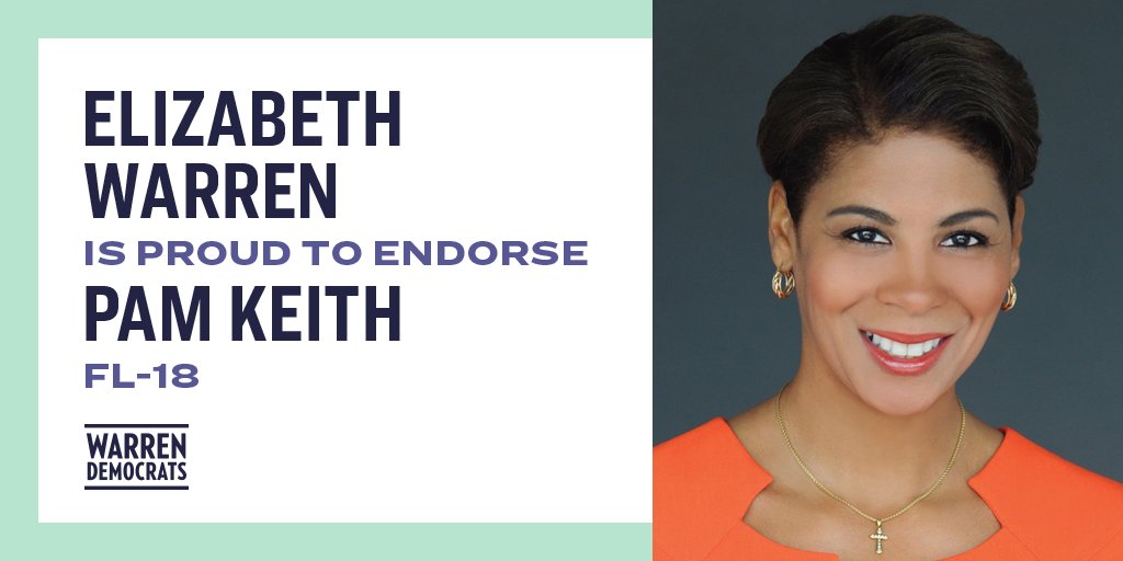 I’m proud to support @PamKeithFL, an inspirational public servant and leader whose advocacy is grounded in deep empathy and innovative solutions. Pam is a Navy veteran who has dedicated her life to giving back to her community—and who will show up and fight for FL-18 in Congress.