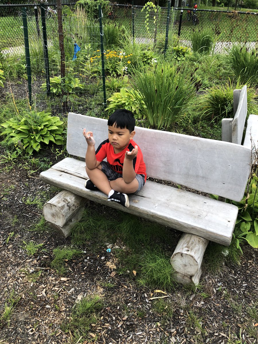 This Monday morning we remind ourselves to just BREATH, Stay Calm &amp; And center our bodies in Nature like this kindergarten student, we found him like this! The children teach us everyday that everything will be okay ❤️<a href="/ThomasMoreOCSB/">St. Thomas More School</a> <a href="/mspennykinders/">Kindergarten Journey</a> <a href="/kbkinders146/">@kbkinders</a>