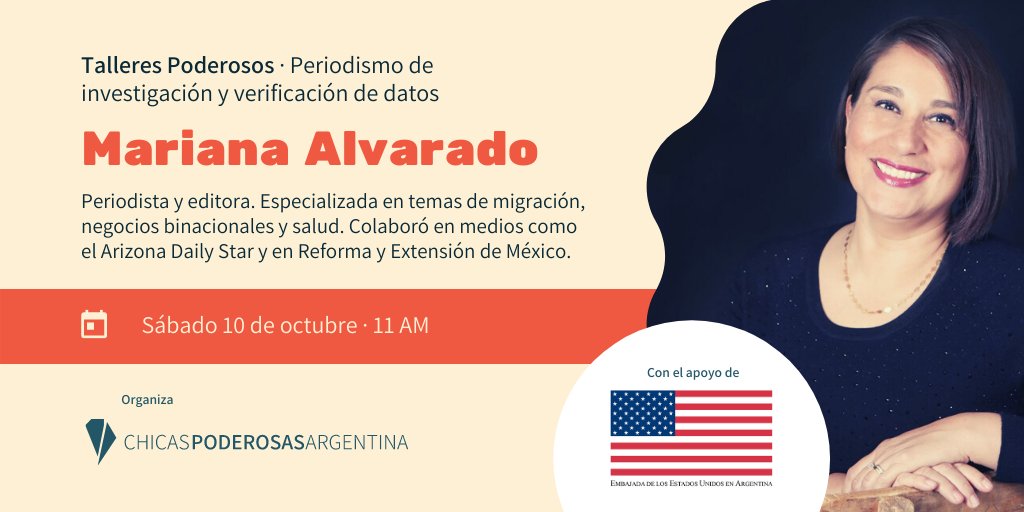 ChicaPoderosaAR's tweet photo. ¡Arranca la inscripción al primer #TallerPoderoso de 🔍Periodismo de investigación y verificación de datos. Va a estar a cargo de @Alvaradomariana periodista/editora con 23 años de experiencia en print y web. Especializada en temas de migración, negocios binacionales y salud 👇 https://t.co/ec9io32KCe