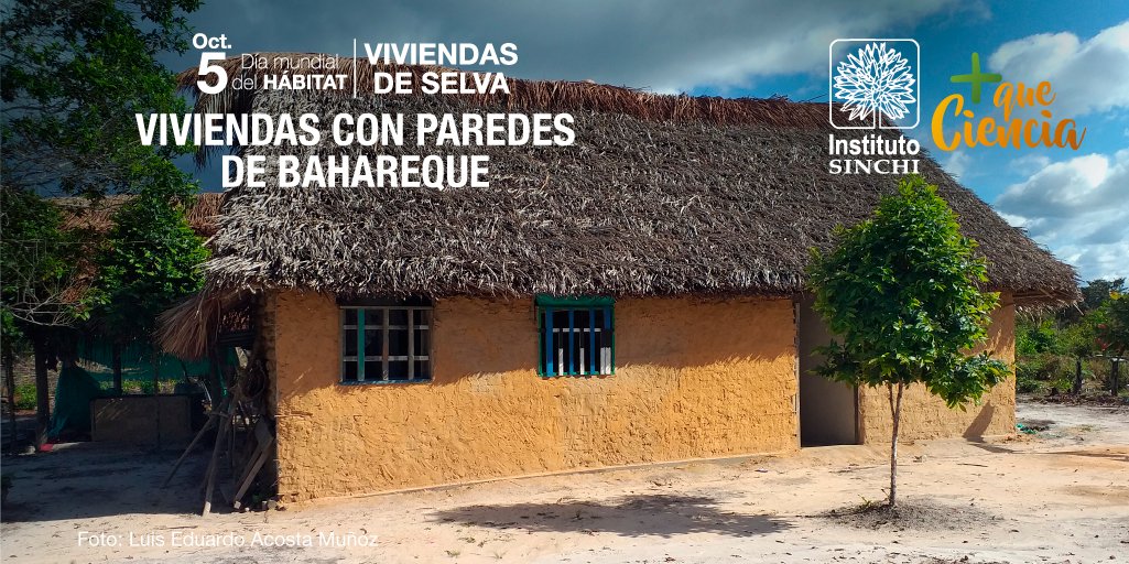 InstitutoSINCHI's tweet photo. En el #DiaMundialDelHabitat haremos un recorrido por algunas viviendas de selva. Viviendas con paredes de #Bahareque. Son comunes en comunidades en Guainía. El uso de este material les confiere confort climático. Sus techos, en algunos casos, se hacen con hojas de palma de aguaje https://t.co/Pj2YxBLcgi