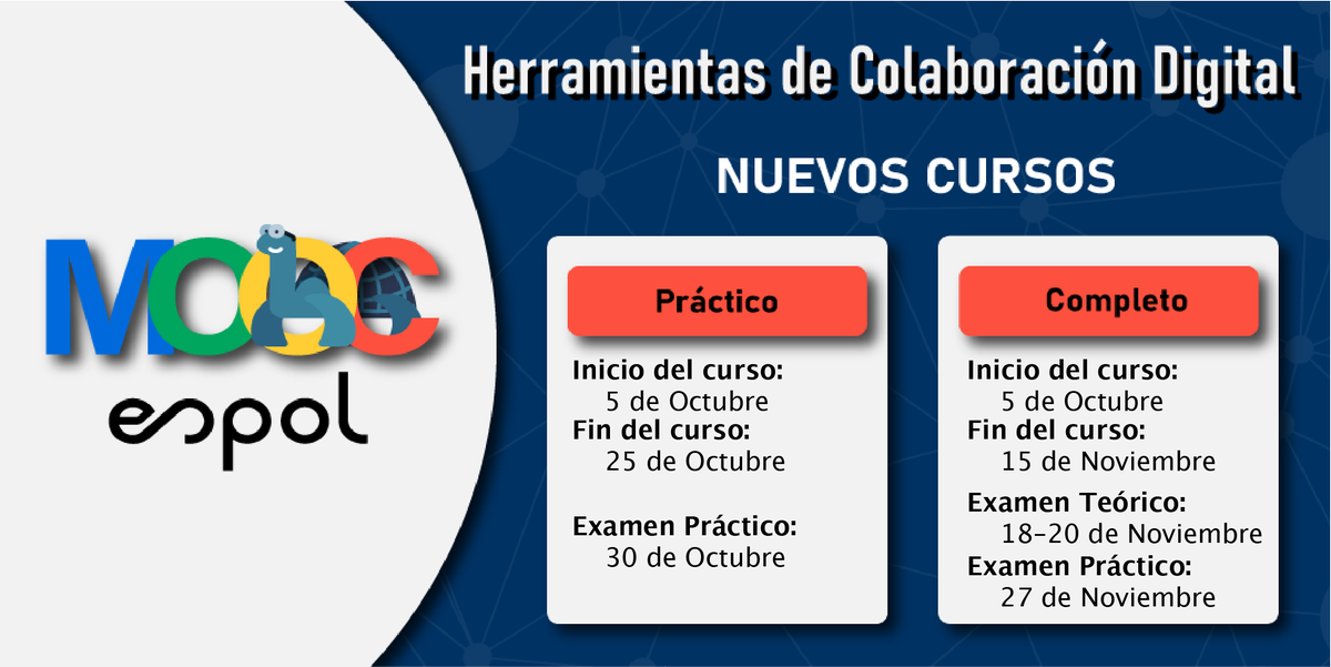 mooc_espol's tweet photo. ¡Iniciamos el curso #MOOCHCD! 🧑‍💻
Recuerda revisar las fechas importantes para que no se te pase el tiempo ⏳ y tu correo para que no te pierdas de ningún detalle.

cc.
@espol 
@cparedesverduga 
@paherrera1975 
@OtiliaAlejandro 
@Kchiluig 
@JoseAsencioEc https://t.co/etCSDu0kMm