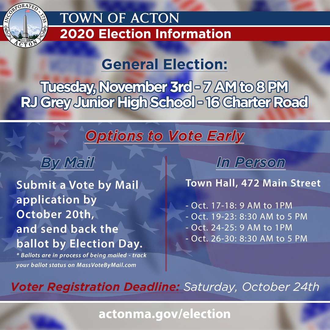 Town of Acton, MA on Twitter "Election Day (Tuesday, November 3rd) is