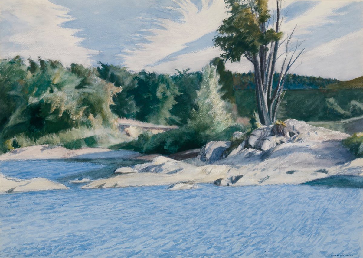 An American watercolor fiesta!Edward Hopper - White River at Sharon - 1937