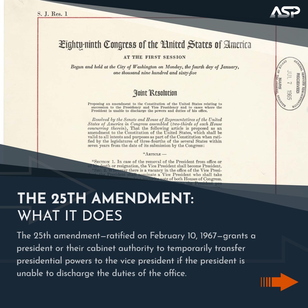 The 25th Amendment: learn what the amendment does, the history behind it, and its uses in the modern day 
