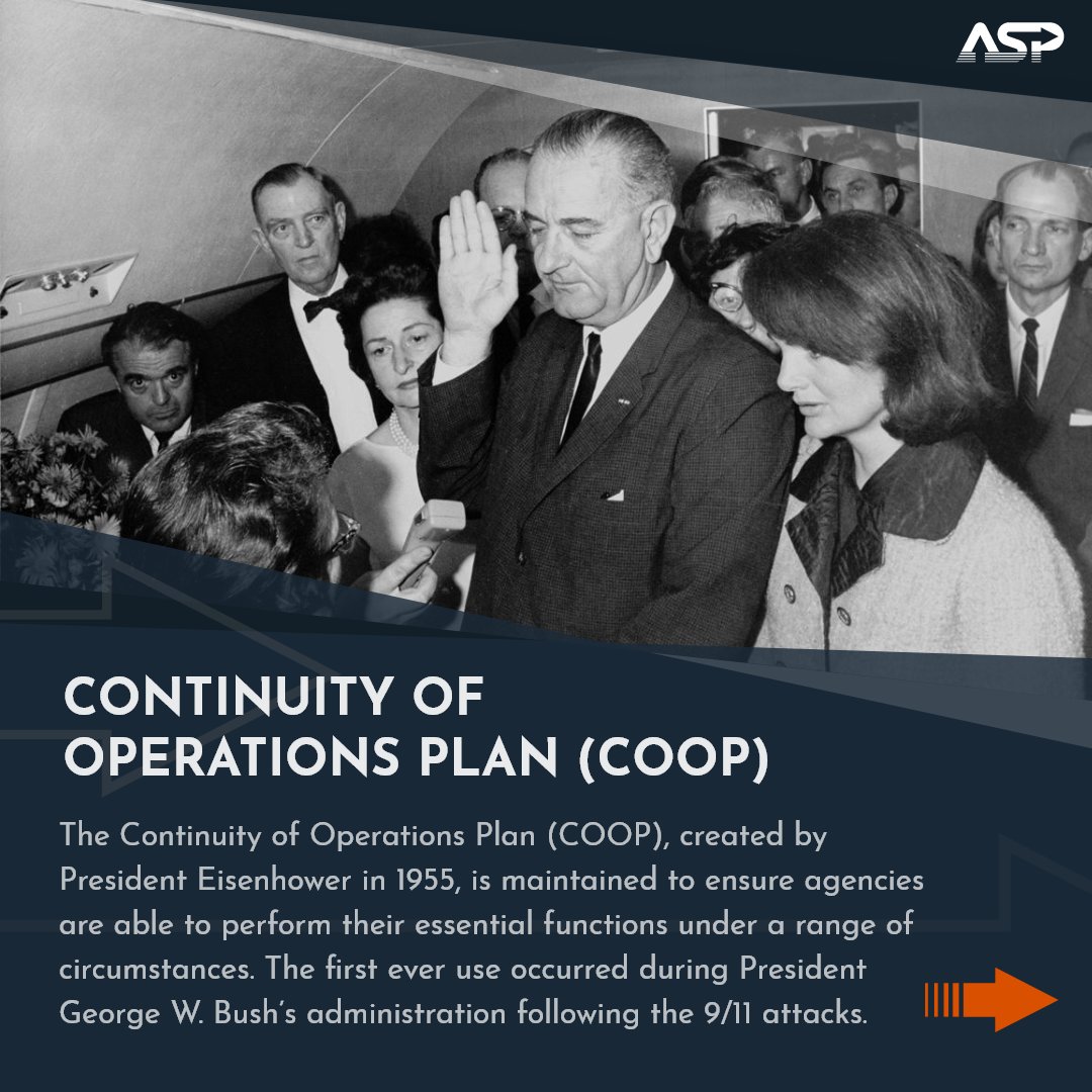 Continuity of Operations Plan (COOP) & The United States Presidential Succession Act. Learn more about these government contingency plans here 