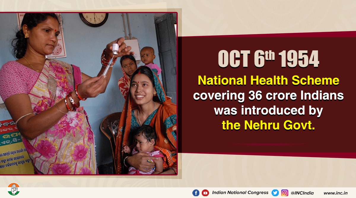 INCIndia's tweet photo. “This may seem fantastic and too much of a dream as we stand today. But I do hope one day we will be able to bring the entire nation under a health scheme. If we are going to be a welfare state this has got to be done." 

- Pandit Nehru, on 6th October 1954. https://t.co/vYKpIPbFsN