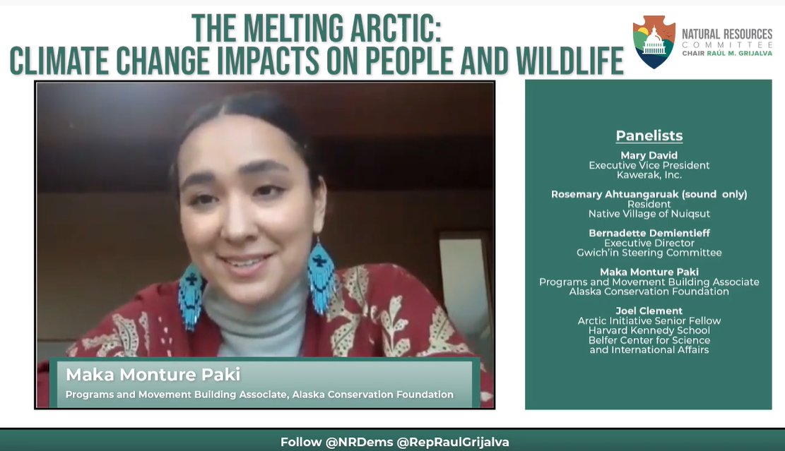 Maka Monture Paki: Members of Congress must listen to the Indigenous communities of  #Alaska when making decisions about our homes. It’s a collective human right to have a world in the future.