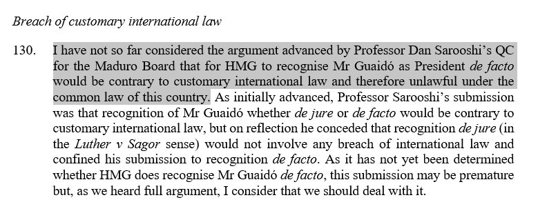 5. Moreover, the appeal court openly states it did not take international law into consideration when delivering its ruling. The UK thinks it is above international conventions, which comes as no surprise as it currently seeks to legalize war crimes under the Overseas Ops. Bill.