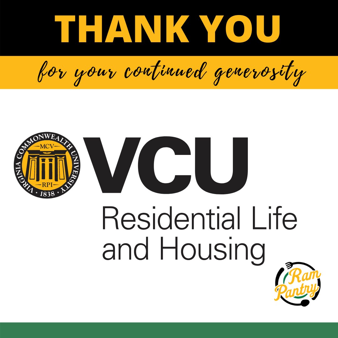 We'd like to thank Residential Life and Housing for their continous support to the Ram Pantry!