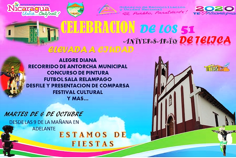 #OctubreVictorioso

Te invitamos para que celebremos el 51 aniversario de ser Elevada Telica a ciudad. 
6 de octubre.