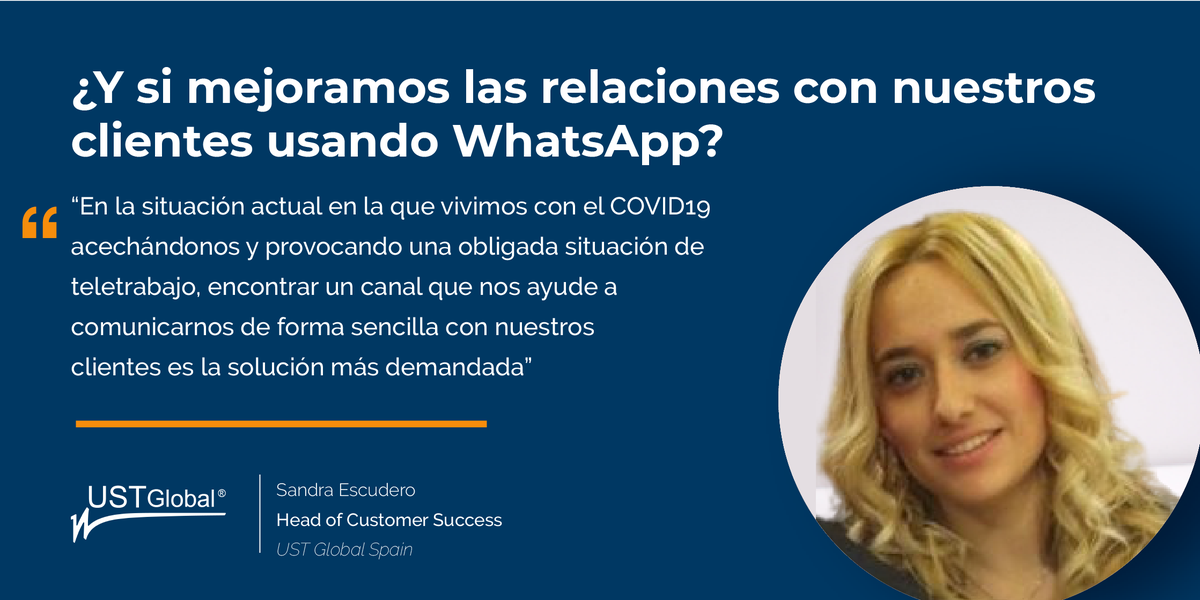 USTspain's tweet photo. ¿Y si mejoramos las relaciones con nuestros clientes usando #WhatsApp?
La situación actual ha provocado una obligada situación de #teletrabajo. Encontrar un canal para comunicarnos de forma ágil y sencilla es clave. @SandraEscS nos da la solución https://t.co/q9AkHJDL1G #USTBlog https://t.co/MY3qxYY01F