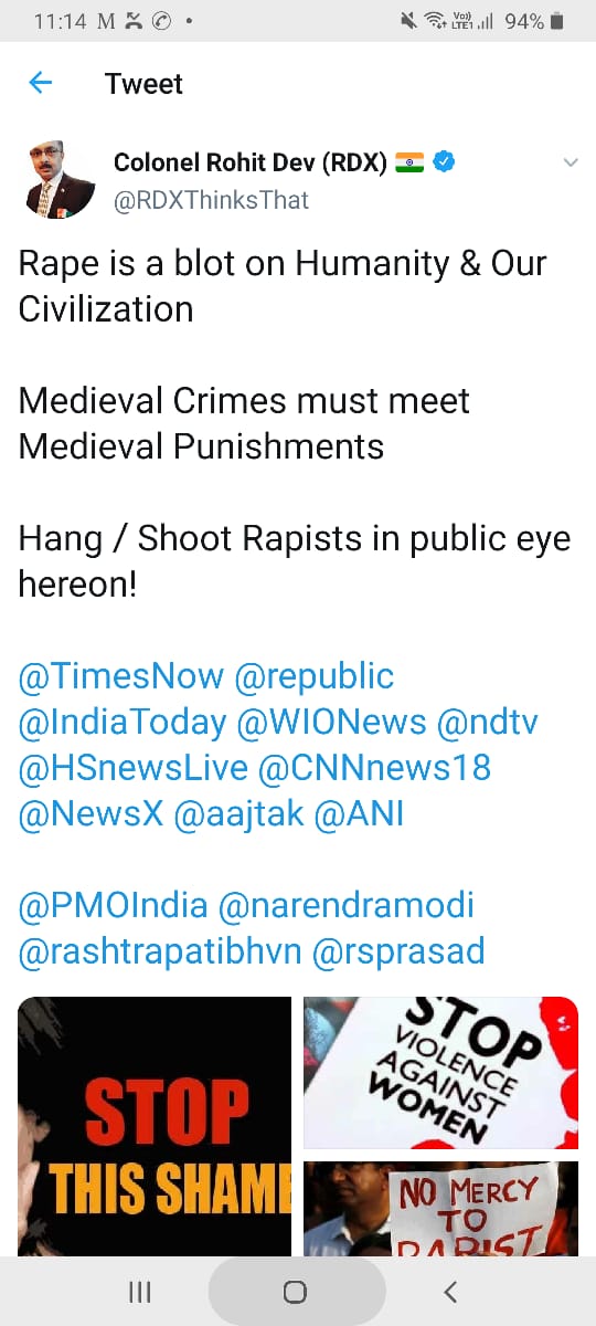 One Lady remarked that because one had put out Poll, one was supporting rapistsHow unfortunateHope she had some intellect to understand better & did not make such an obnoxious commentFor her I had to dig and put out my public views post HathrasHope such myopic minds learn