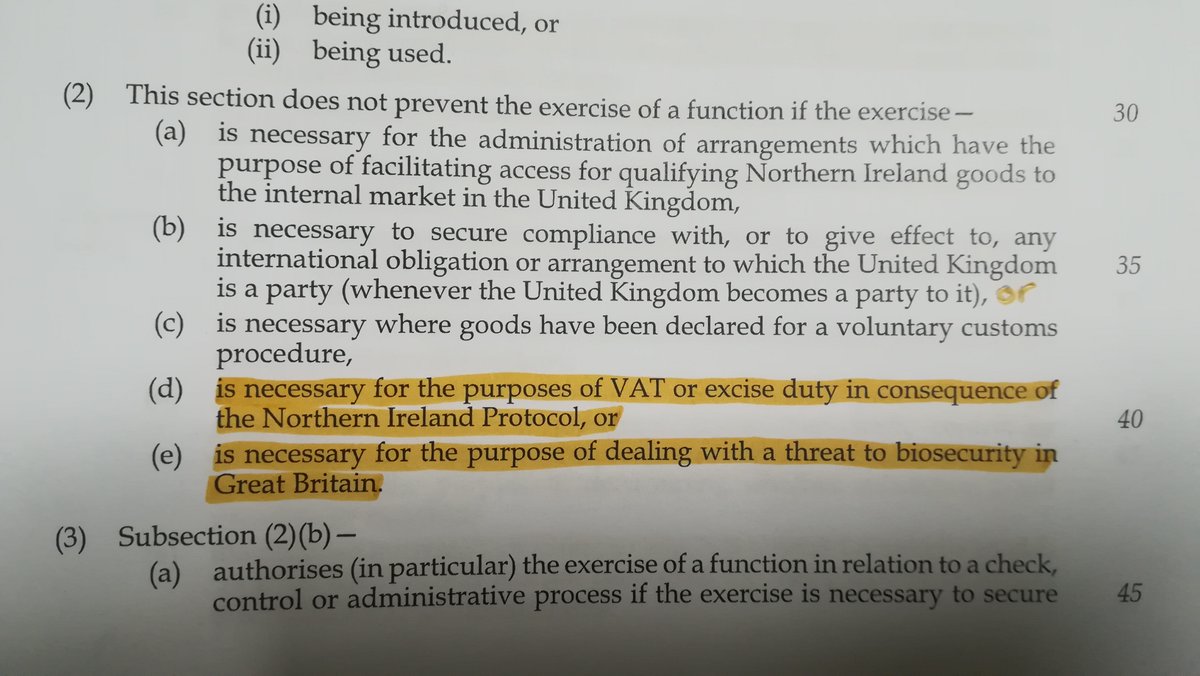 The amendments made in  @HouseofCommons (covered here) were proposed by the UK Govt.Clause 42 (GB to NI) no change.Clause 43: changes to allow new checks to occur NI to GB for certain purposes. These amendments allow such checks for * VAT & Excise* GB biosecurity3/8