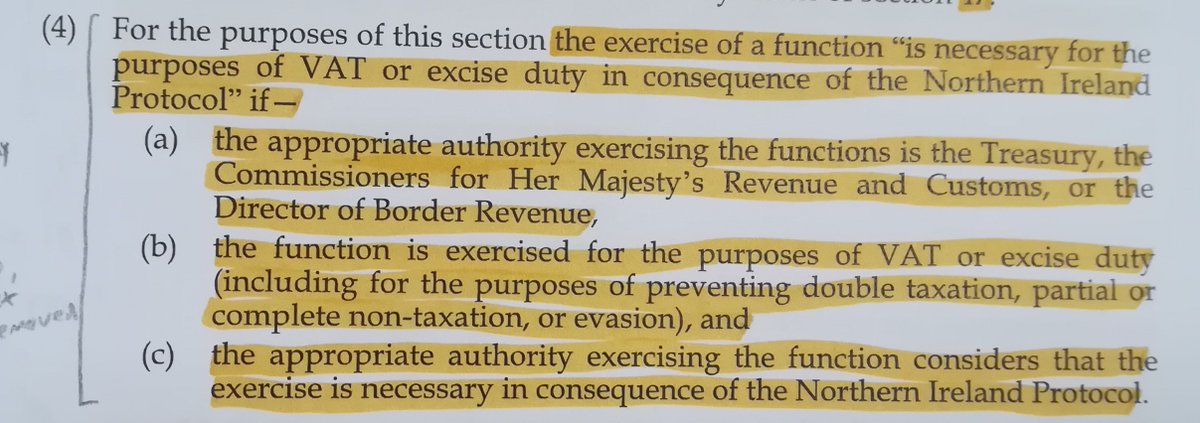 On VAT & Excise, it's making sure a [new kind of] 'check, control or administrative process' can be used for these purposes, e.g. preventing double taxation, collecting duties. #Protocol sees EU rules on VAT on goods apply in NI but revenue goes to HMRCAnyway, moving on...4/8