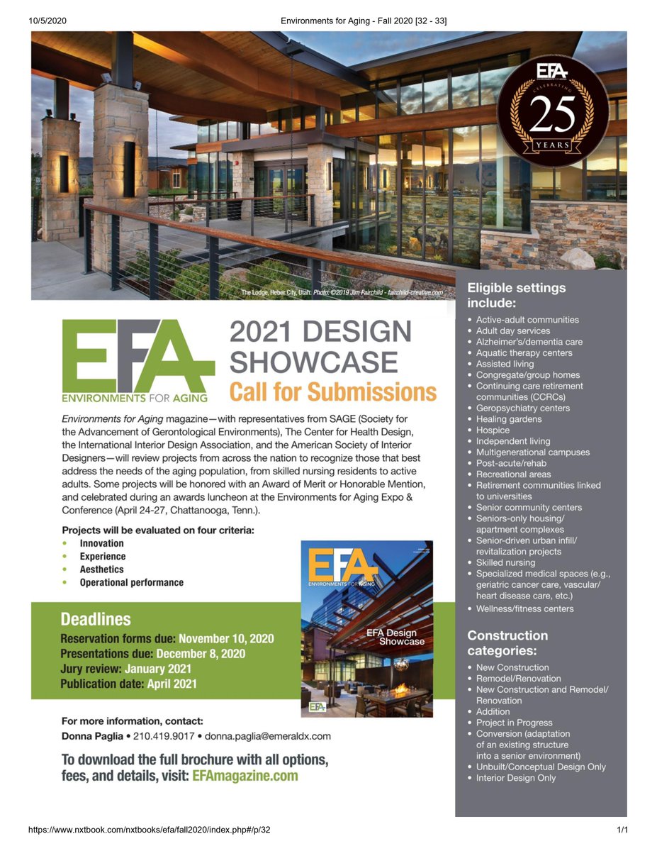 When a project is so beautiful that it's used to nationally promote the next year's showcase... we'll always have a very soft (and proud) spot in our hearts for Rocky Mountain Care's The Lodge. #architecture #utah #healthcaredesign #seniorliving