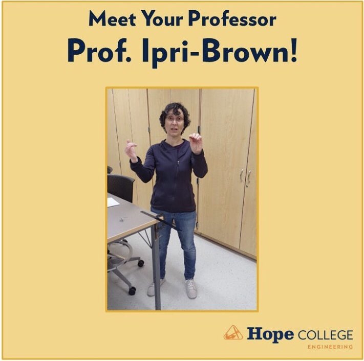 Hope_Engineers's tweet photo. Ready for another #GetToKnowYourProf profile? Today, we’re highlighting Prof. Susan Ipri-Brown. Not only is she a Prof in our department, but she also is the Director of @explore_hope. #GoHope #TheHopeDifference ⚓️ https://t.co/B2tX2ddEpZ
