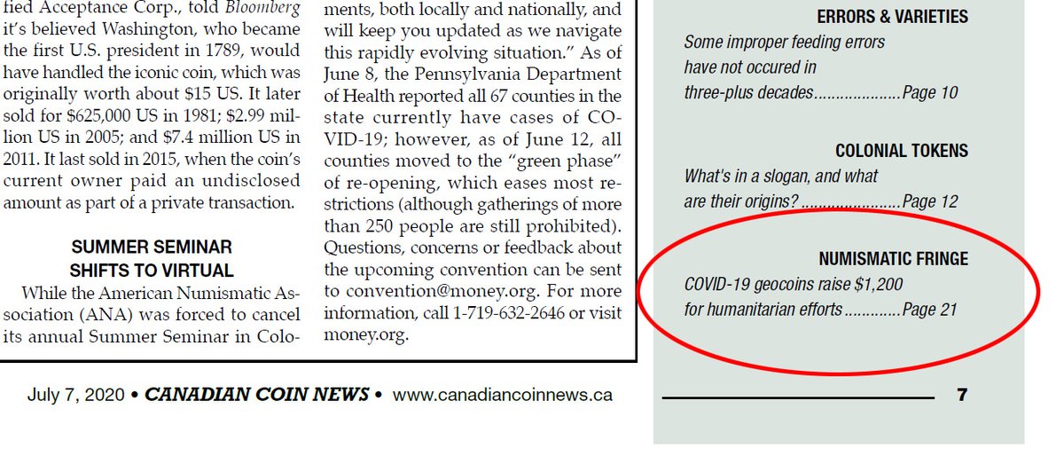 PHDCoins.ca 🇨🇦 🇺🇦 (@phdcoins) on Twitter photo We made the papers! The #CanadianCoinNews wrote an article about the #Covid19 fundraiser #geocoin issued by <a href="/PHDCoins/">PHDCoins.ca 🇨🇦 🇺🇦 </a> in June 2020. We made the "Numismatic Fringe" column. :D
#geocaching #staytheblazeshome <a href="/MSF_canada/">Doctors Without Borders / Médecins Sans Frontières</a> <a href="/redcrosscanada/">Canadian Red Cross</a> We made the papers! The #CanadianCoinNews wrote an article about the #Covid19 fundraiser #geocoin issued by <a href="/PHDCoins/">PHDCoins.ca 🇨🇦 🇺🇦 </a> in June 2020. We made the "Numismatic Fringe" column. :D
#geocaching #staytheblazeshome <a href="/MSF_canada/">Doctors Without Borders / Médecins Sans Frontières</a> <a href="/redcrosscanada/">Canadian Red Cross</a>