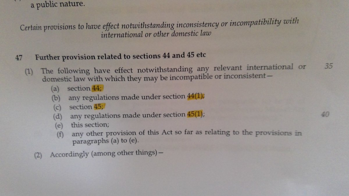 But that isn't even the exciting part!We come now to clause 47.The"Notwithstanding inconsistency or incompatibility with international or other domestic law"One.Just take a look at what's new here...6/8