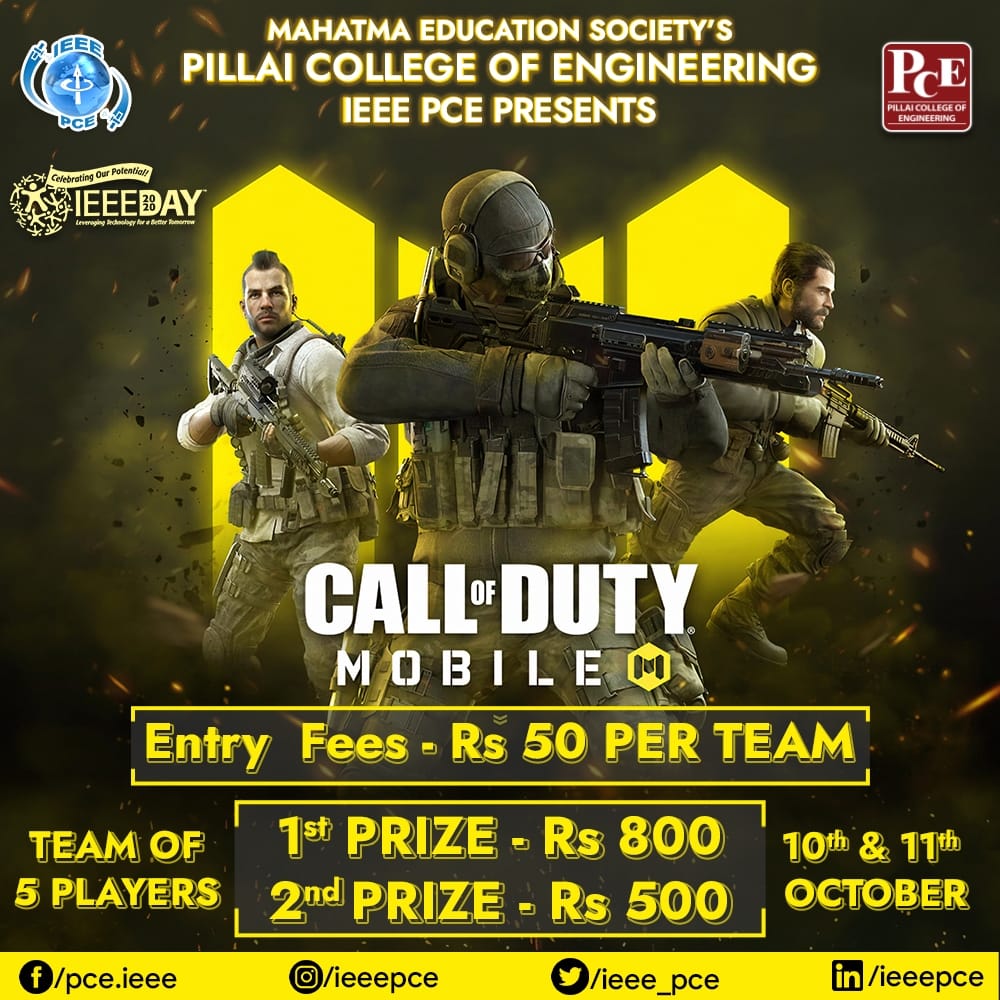 IEEE PCE (@ieee_pce) on Twitter photo It is our pleasure to celebrate the 11th annual IEEE DAY on 10th & 11th Oct, 2020. All are cordially invited to participate in our interesting series of Games and Quizzes and win exciting prizes! For more updates, follow us on our social platforms! <a href="/aviinashvaidya/">Dr. Avinash R. Vaidya</a> <a href="/pillaicollege/">Pillai College</a> It is our pleasure to celebrate the 11th annual IEEE DAY on 10th & 11th Oct, 2020. All are cordially invited to participate in our interesting series of Games and Quizzes and win exciting prizes! For more updates, follow us on our social platforms! <a href="/aviinashvaidya/">Dr. Avinash R. Vaidya</a> <a href="/pillaicollege/">Pillai College</a>