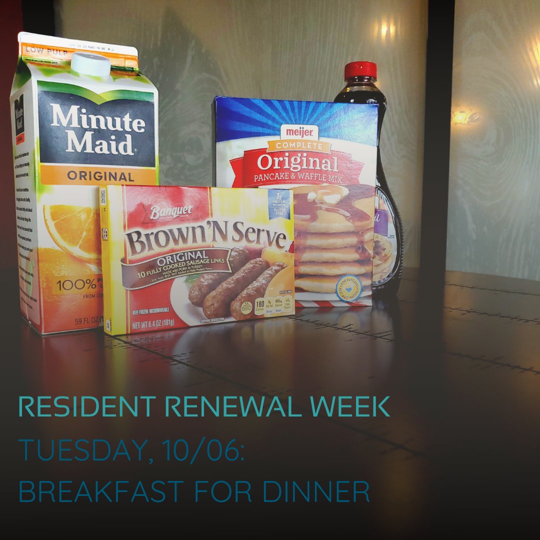 Resident Renewal Week continues tomorrow (10/06) with our BREAKFAST FOR DINNER kits!

Supply is limited, so be sure to email info@enclavenow.com between 5pm-10pm tonight to reserve yours! Delivery will be around 5pm tomorrow.

And don't forget to renew your lease! 😉