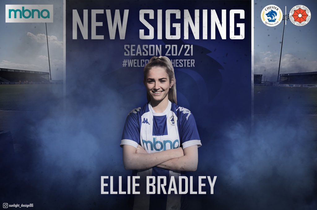 CFCWomens's tweet photo. ⚽ | NEW SIGNING-
In true ‘deadline day’ fashion, we are delighted to announce the signing of Ellie Bradley!
Ellie is our final signing for the 20/21 season! It’s great to have Ellie on board!
Welcome to Chester Ellie! 🙌🏻
#Welcometochester
#DeadlineDay 😉
🔵⚪️ https://t.co/n6bdtcBzgZ