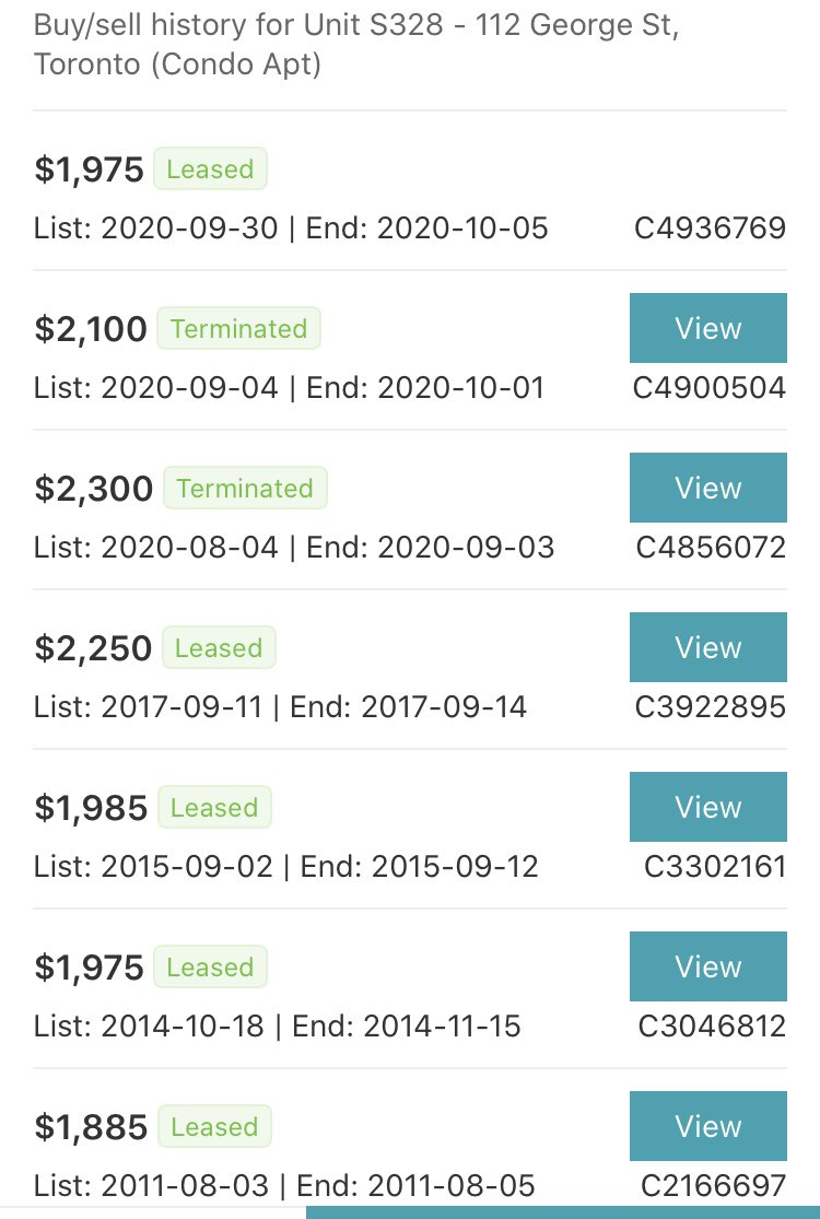 The Latest in Toronto RentsThis 1+1 was just leased at the exact same price as 2014!!Any hopes of a neg cash flow condo turning positive has not only dissipated, but investors are now doubling down on amt of neg cash flow they incurWhat a tough pill to swallow!  #cdnecon