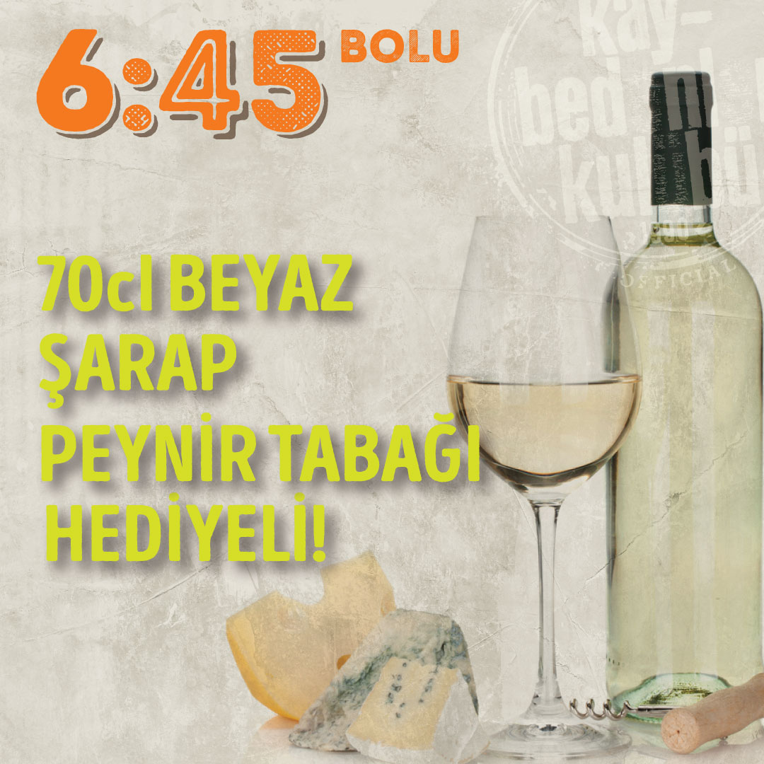 Yeniden buluşmamızın şerefine 70cl beyaz şarap siparişinizde özel PEYNİR TABAĞI hediyesi hazırladık.

Hepinizi bekliyoruz...

#happyhour #happyhours #645kkbolu #bolu #durmaksızınmüzik