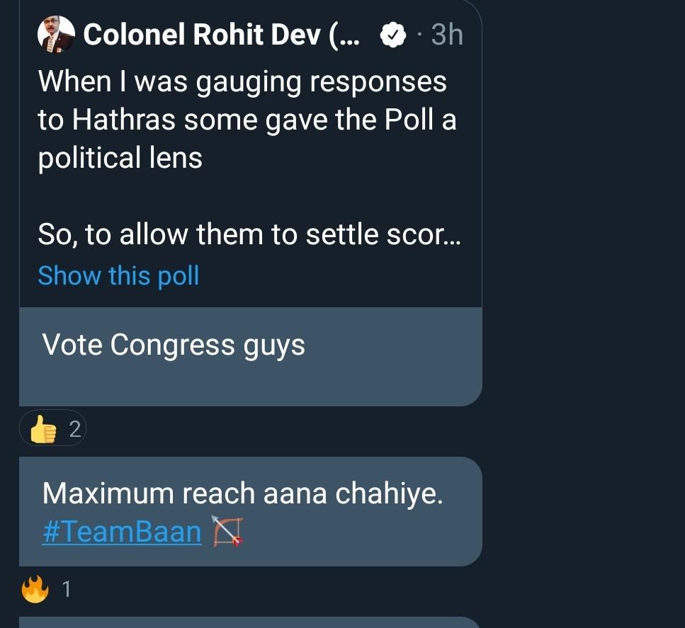 Courtesy some Tweeple one can see how a systematic group of people want to win social media polls for  @INCIndia through convergence in polling & name calling too #TeamBaan features here too