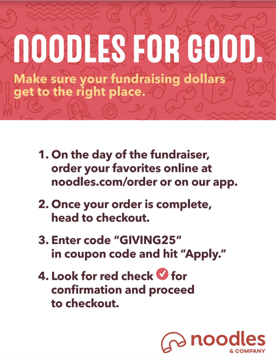 Come out and support Spoon UMD at Noodles &amp; Company tomorrow night starting at 4PM!  Make sure to order online and enter the code “GIVING25” at checkout 😊🍝