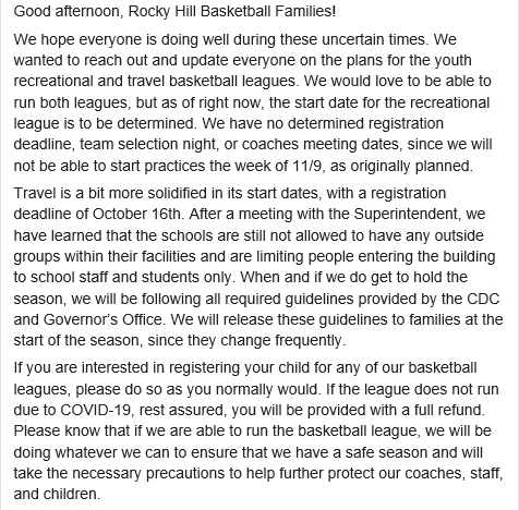 Attention Basketball Families!