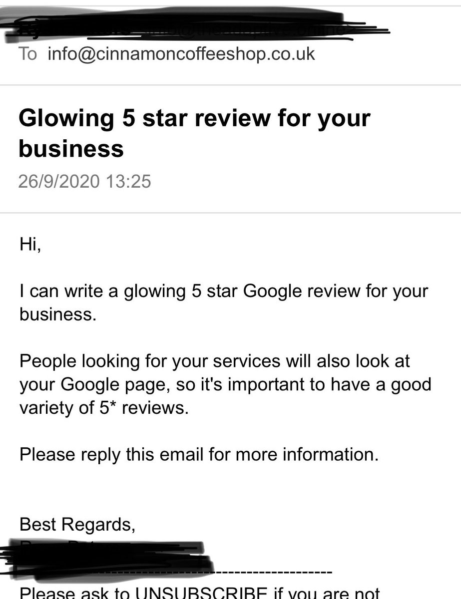 cinnamon_shop's tweet photo. We didn’t realise this is now a job😱😱😱 #fakereviews #newjobs https://t.co/ocTzXDPpqL