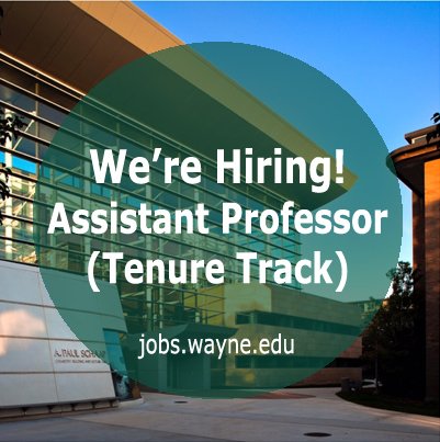 waynestatechem (@waynestatechem) on Twitter photo The <a href="/waynestate/">Wayne State University</a> Chemistry is hiring! Tenure-track faculty in Analytical Chemistry, Computational and Theoretical Chemistry, Biochemistry, or interdisciplinary research within these fields. <a href="/Chemjobber/">Chemjobber</a> #chemjobs #Detroit #WSUchemistry
jobs.wayne.edu/applicants/jspโฆ The <a href="/waynestate/">Wayne State University</a> Chemistry is hiring! Tenure-track faculty in Analytical Chemistry, Computational and Theoretical Chemistry, Biochemistry, or interdisciplinary research within these fields. <a href="/Chemjobber/">Chemjobber</a> #chemjobs #Detroit #WSUchemistry
jobs.wayne.edu/applicants/jspโฆ