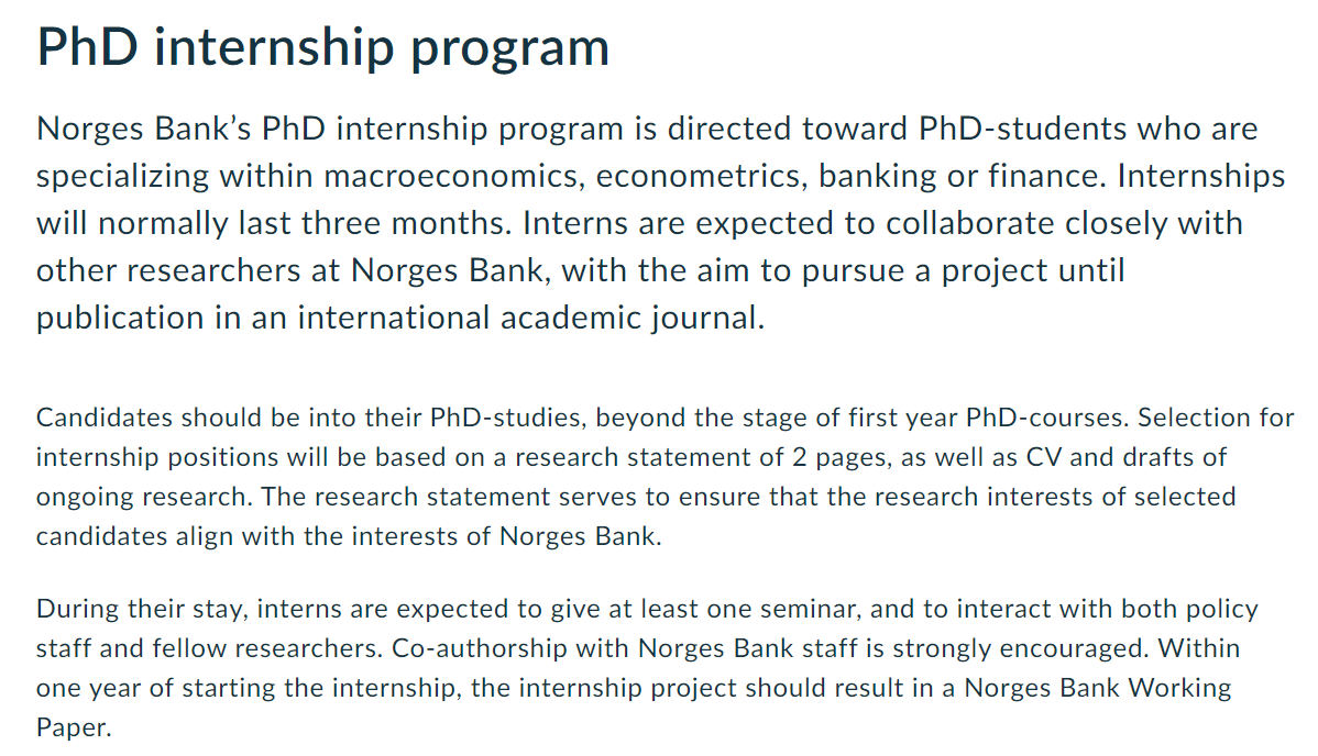 Alessia_metrics's tweet photo. 📢Ph.D. internship .@NorgesBank 
Deadline: October 31
👇👇
https://t.co/3bZ64fWAYj
#EconTwitter #Econometrics #PhDLife #PhDChat #EconJobMarket 
#WomenWhoCode #WomenInSTEM  #WomenInEconomics #CentralBanks #WomenInMacro https://t.co/8T3cy0xSds