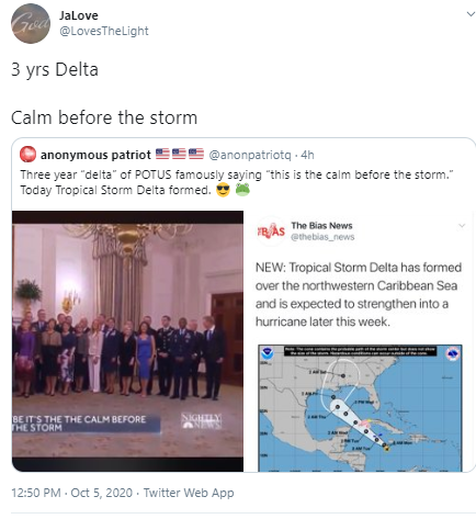 Hands UpDo you swear to tell the truth, the whole truth and nothing but the truth, so help you God?Four carriers & escorts in the pacific?The calm before the storm. (3 yr delta)Tropical Storm Delta- Post756 -QDelta