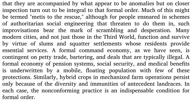 (This reminds me of Scott's Seeing Like a State, the idea that highly theoretical schemes depend on what he calls "metis" or practical knowledge. Science in crisis depends on philosophy just as a command economy in crisis depends on a blackmarket.) https://amzn.to/3iA1r4m 